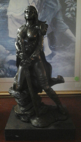 Bronze Figurine - Female Warrior on Marble Base