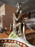 Sevres Porcelain - Green Bowls French w/ Gilt Bronze Ormolu Lady