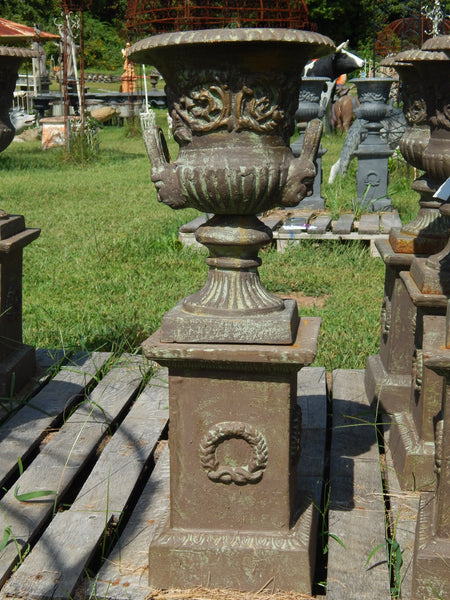2) Antique Vintage Ornate Victorian Cast Iron Planters