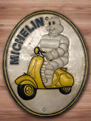 3D Michelin on scooter cast iron sign