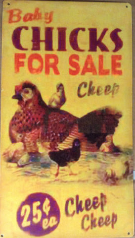 Flat Tin Sign - Baby Chicks for Sale