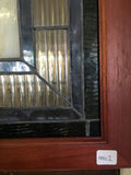 Glass Window - Stained Leaded Wood Frame Ornate Design w/Orange Ribbon