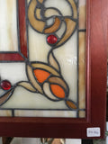 Glass Window -Stained Leaded Wood Frame Decorative Tiffany Style Design