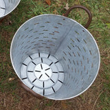 Metal Tin - Large Galvanized Metal Olive Bucket with Handles