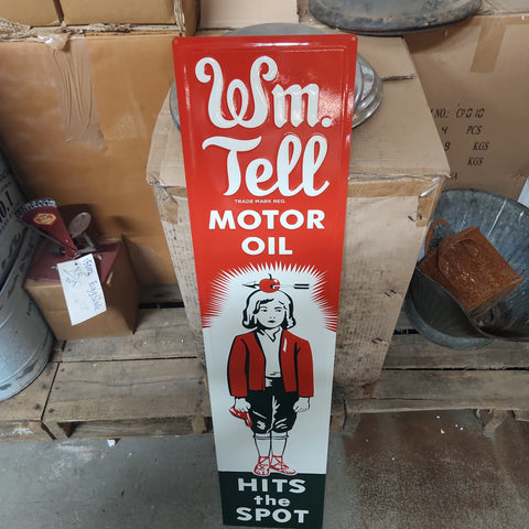 Wm tell oil vertical automotive advertising sign