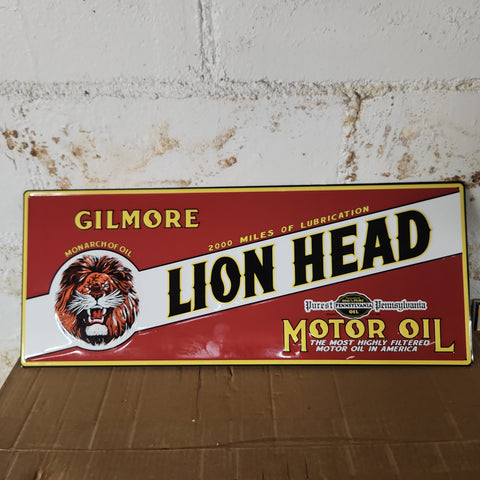 Gilmore lion head automotive advertising sign