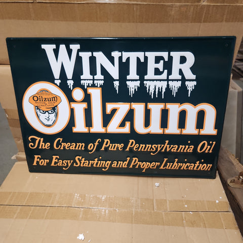 Winter oilzum automotive advertising sign