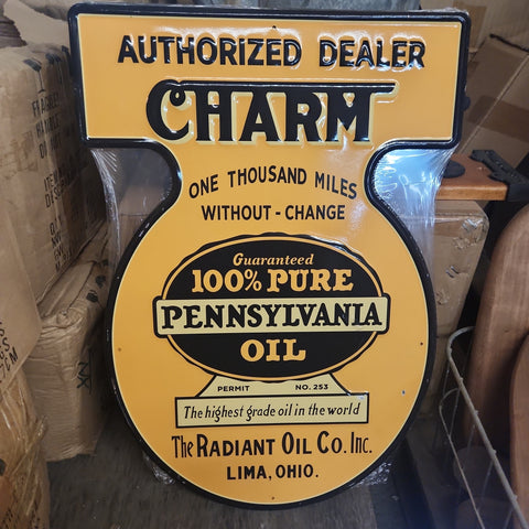 Charm motor oil automotive advertising sign