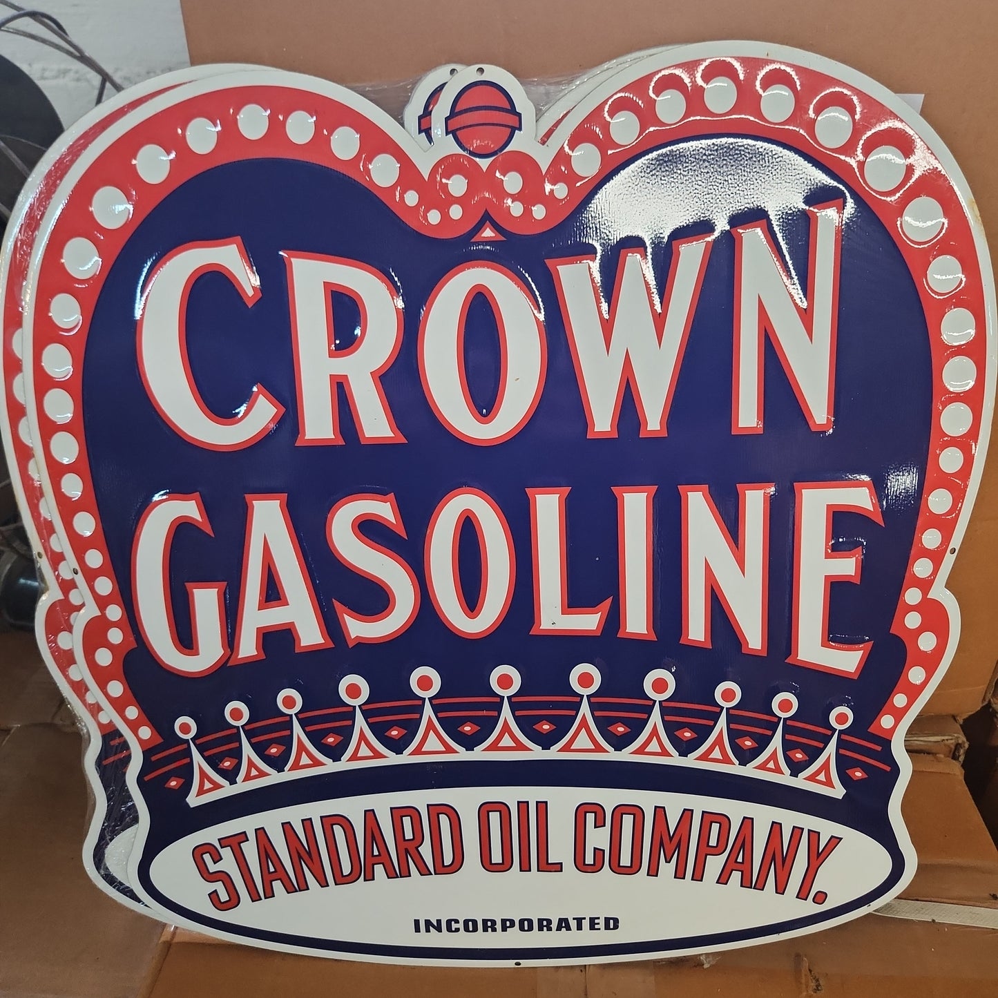 Crown gasoline automotive advertising sign