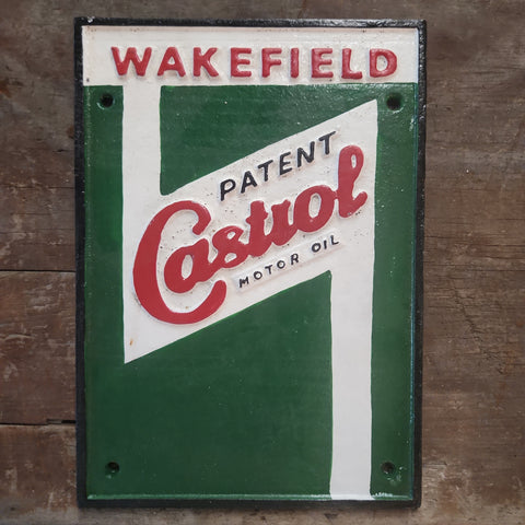 Castrol cast iron sign.