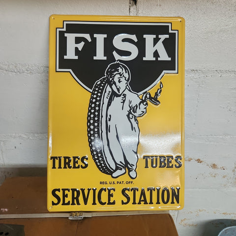 Fisk service station automotive advertising sign