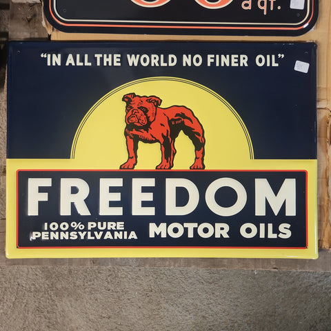 Freedom motor oil automotive advertising sign