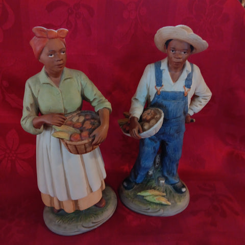 Homco Home Porcelain Figurines African American Farmers