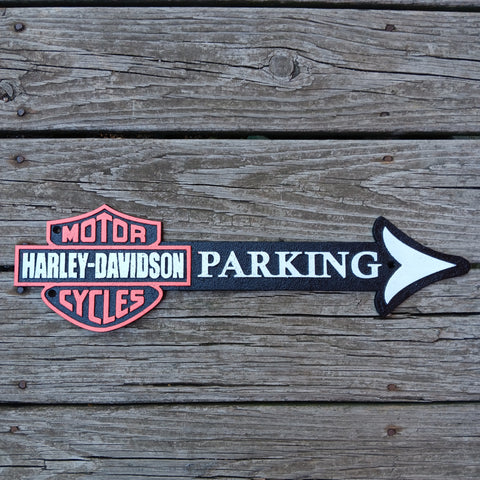 Harley-davidson cast iron parking sign.