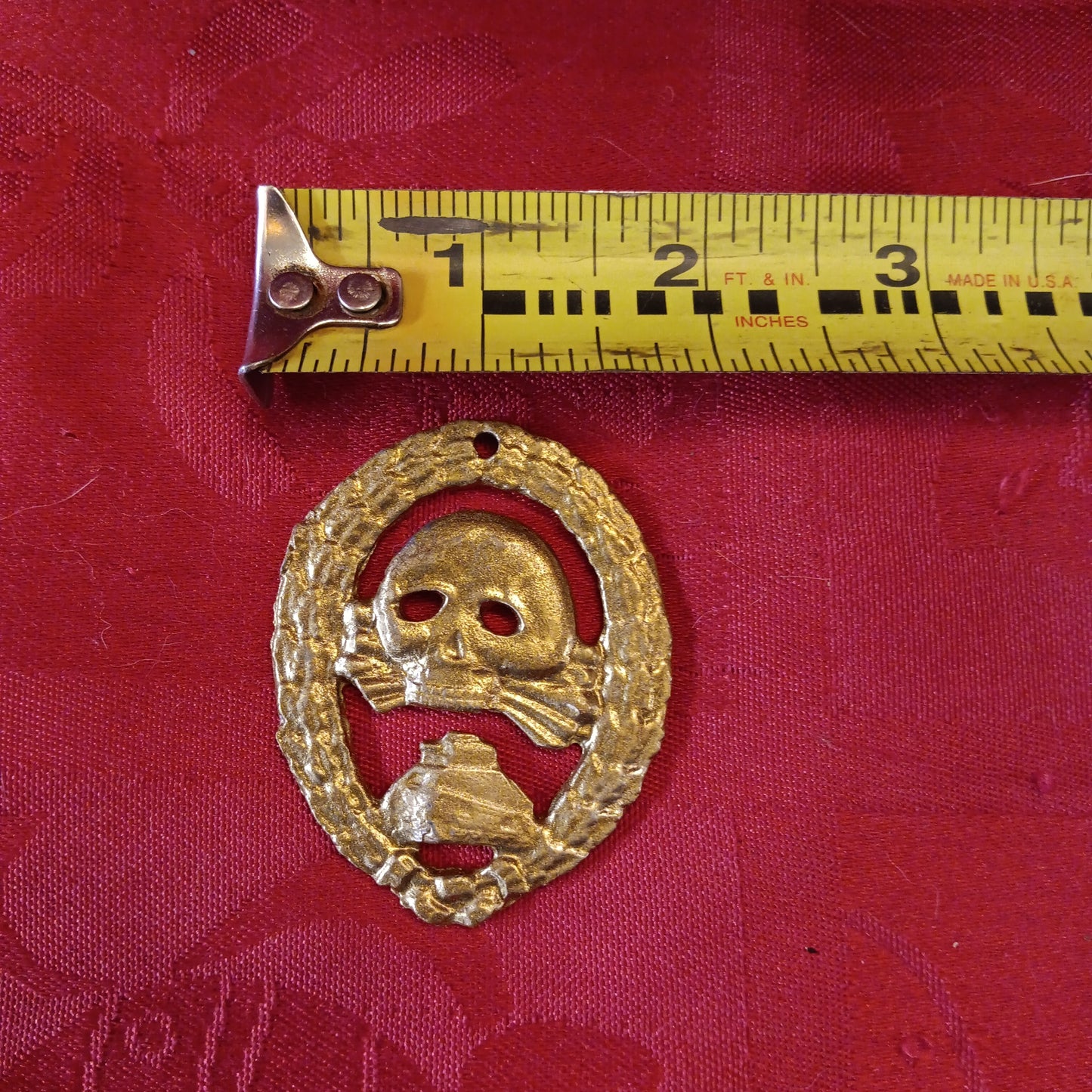 Lead WWII Natzi Skull Tank Badge / Pendant