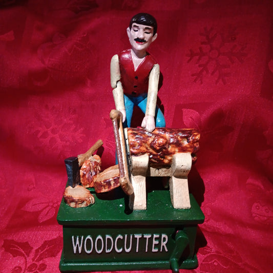 Woodcutter Cast Iron Mechanical Coin Bank