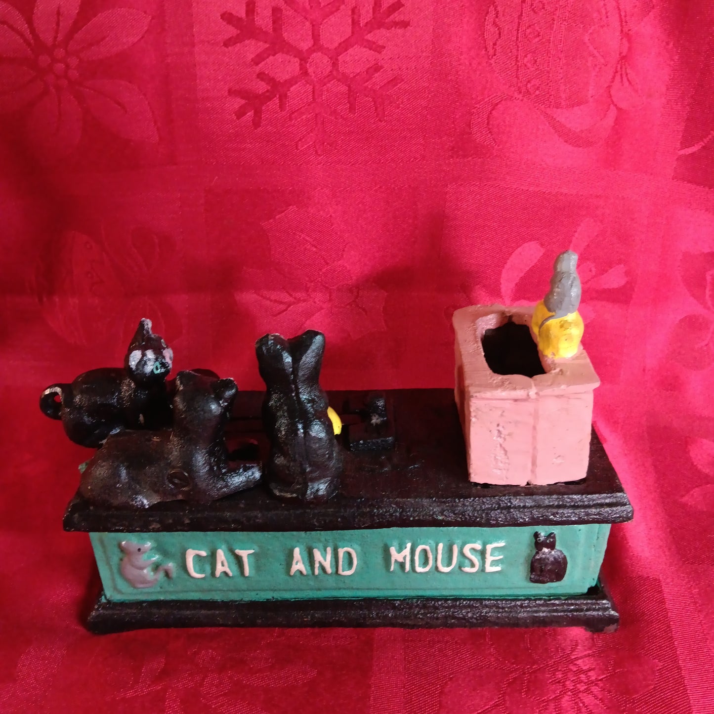 Cat and Mouse Cast Iron Mechanical Coin Bank