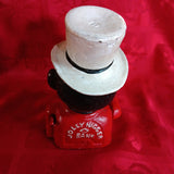 Cast Iron Mechanical Bank - Small Red Jolly Boy w/ Hat