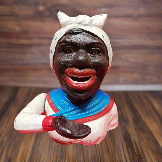 Cast Iron Mechanical Bank - Aunt Jemima Red, White, Blue