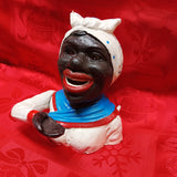 Cast Iron Mechanical Bank - Red, White, Blue Maid