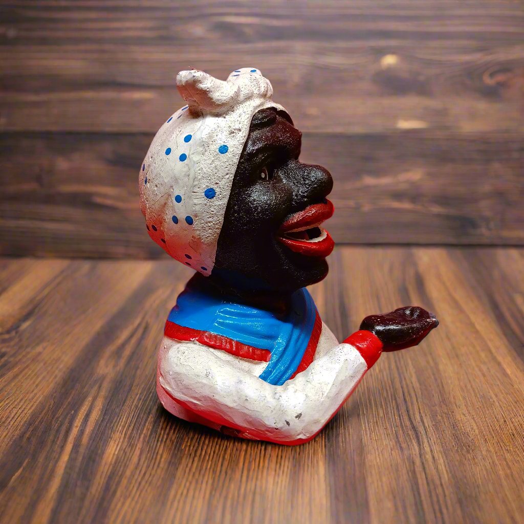 Cast Iron Mechanical Bank - Aunt Jemima Red, White, Blue