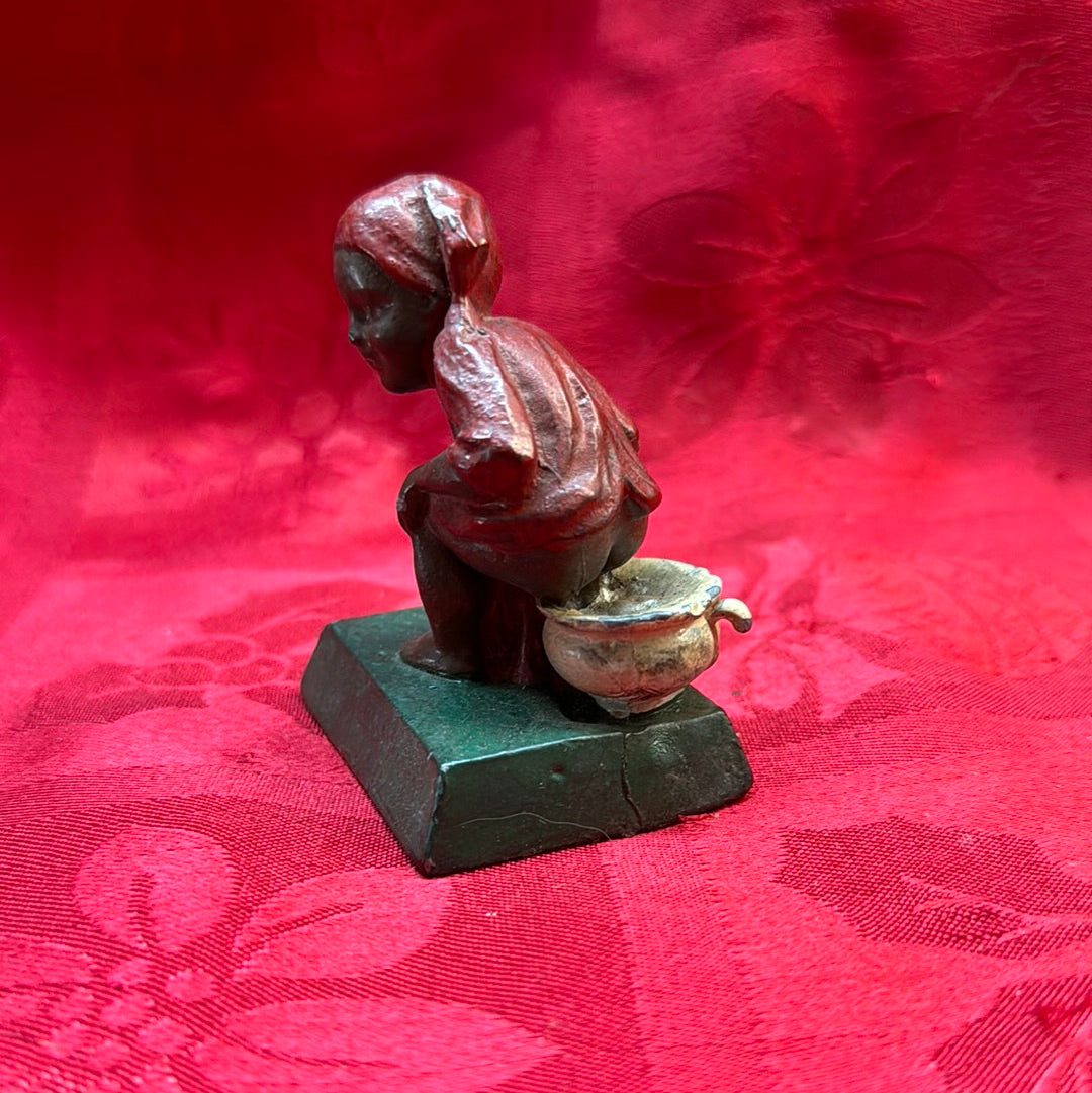 Lead Black Americana Red Girl on Chamberpot