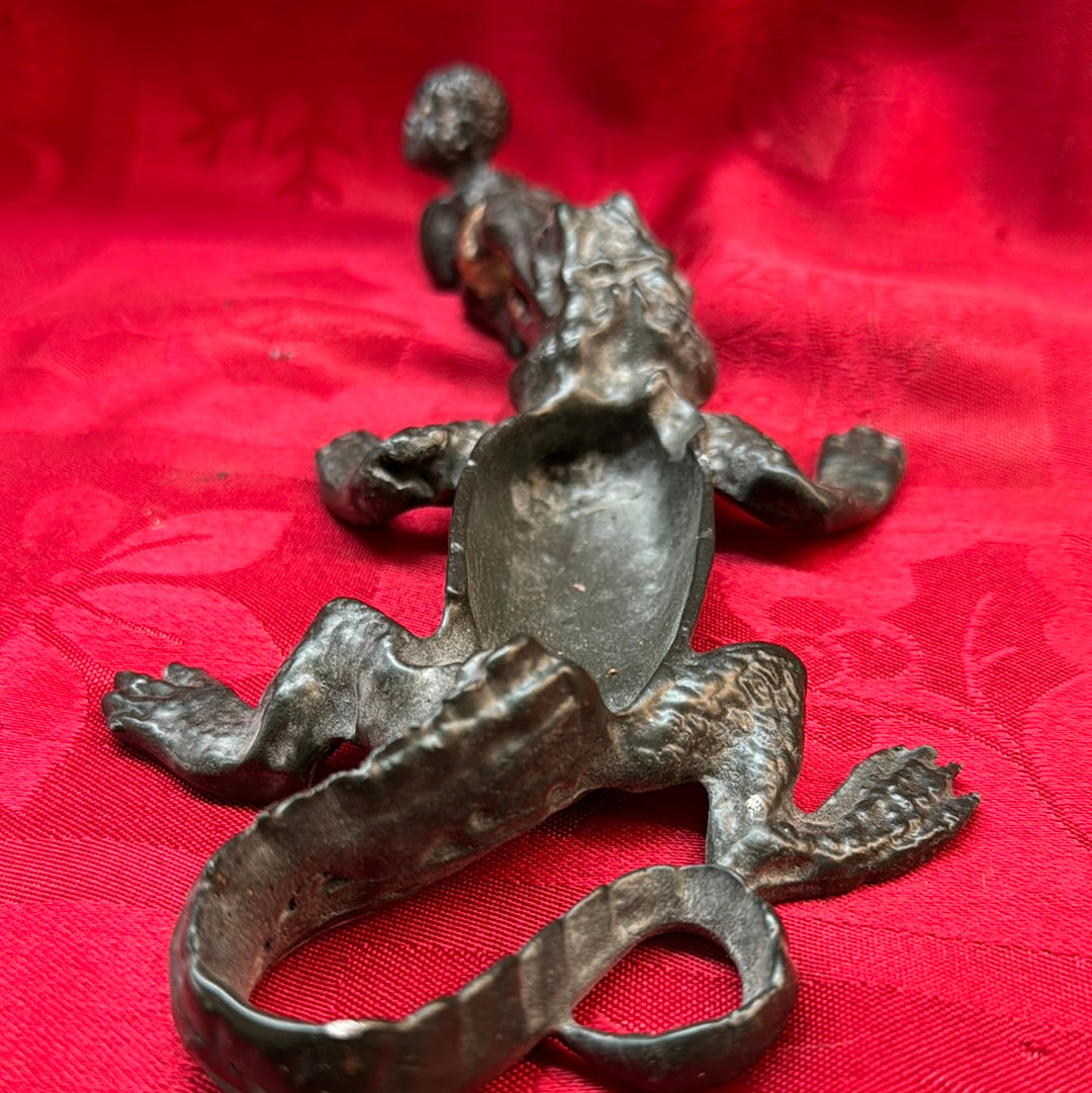 Lead Black Americana Alligator Baby Ashtray trinket dish