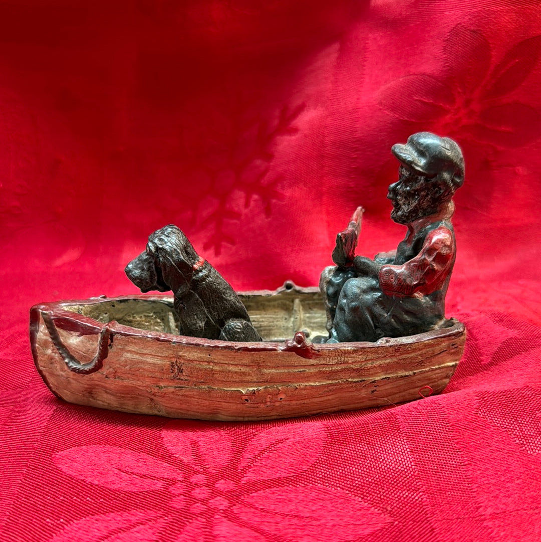 Lead Black Americana Watermelon Man With Dog in boat