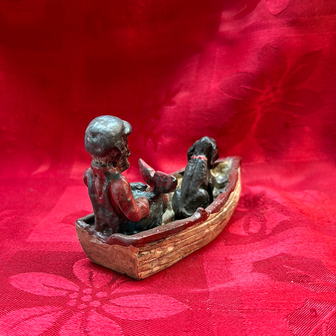 Lead Black Americana Watermelon Man With Dog in boat