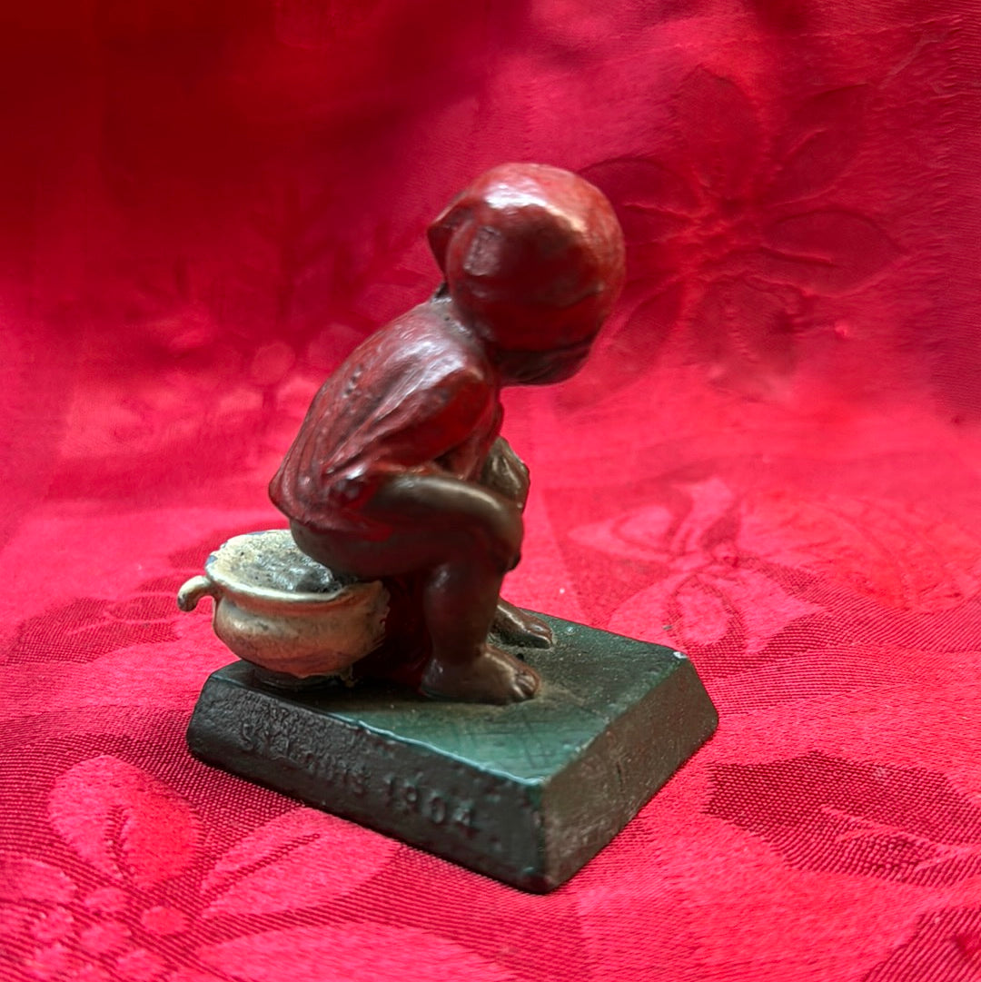 Lead Black Americana Red Girl on Chamberpot