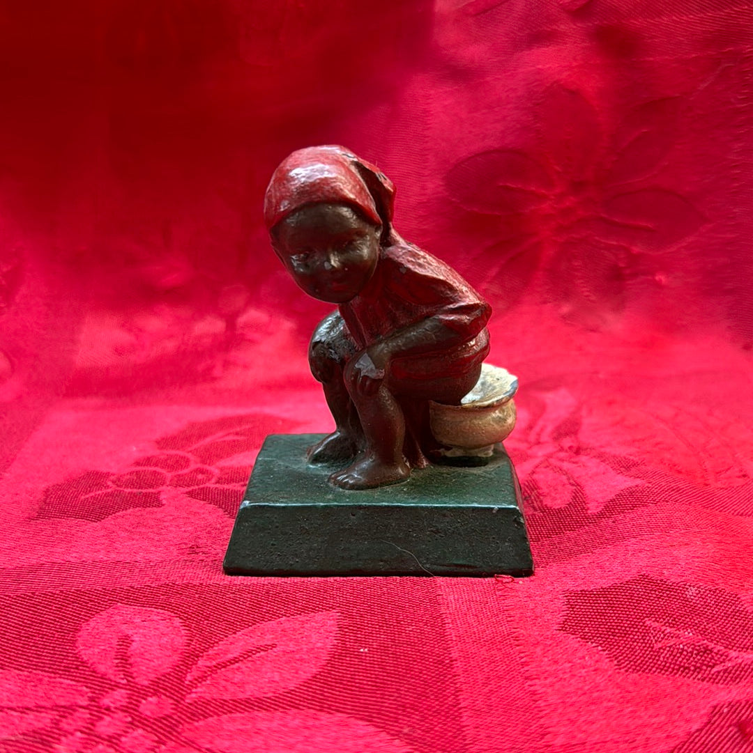 Lead Black Americana Red Girl on Chamberpot