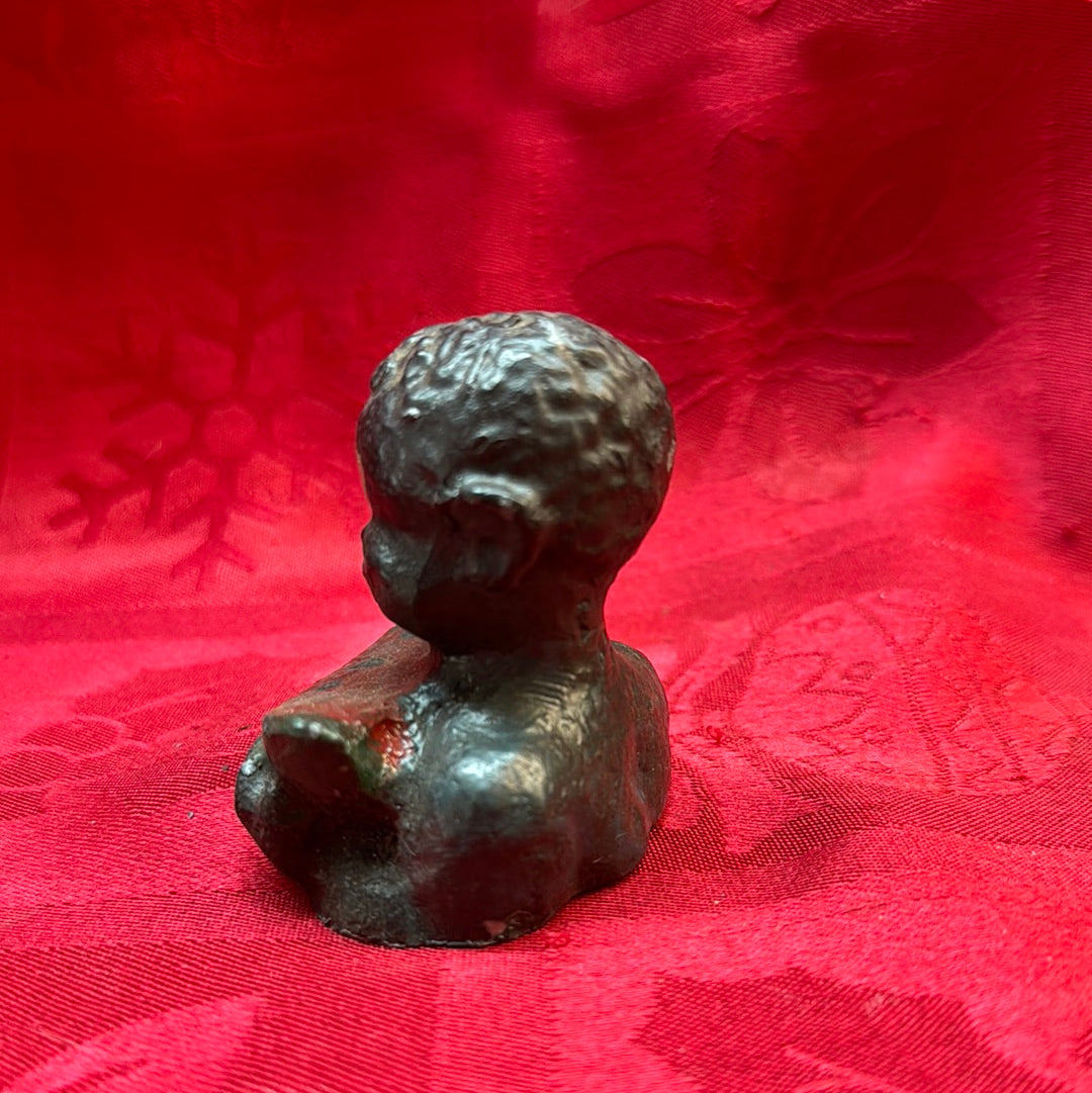 Lead Black Americana Watermelon boy paperweight