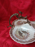 White Porcelain and Bronze Fish Ring Holder