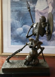 Bronze Figurine - Skeleton Warrior on Marble Base