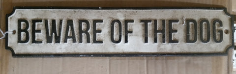 Cast Iron Sign - Long "Beware Of The Dog"