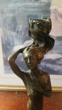 Bronze Candle Holder - Lady Floating Hair Figurine