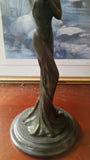 Bronze Candle Holder - Lady Floating Hair Figurine