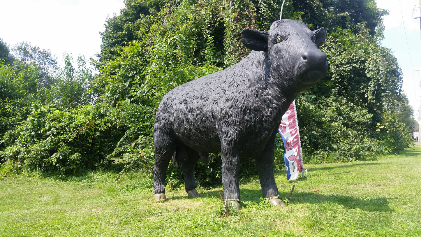 Statue - Life Size Black Angus Cow-Jantiques LLC.