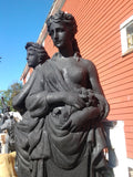 Fiberglass Statue - Stone Dust Pair Greek Lady Painted Black