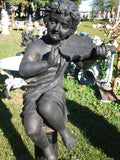 Cast Iron Statue - Pair of Instrumental Child