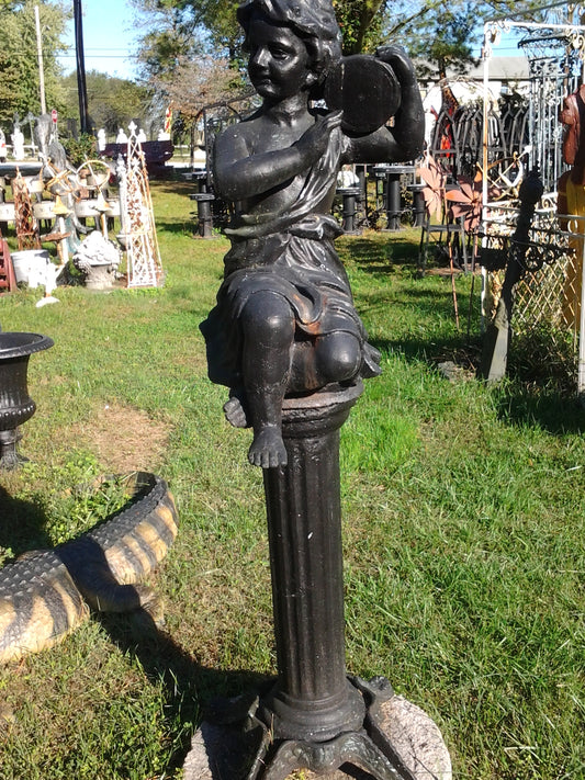 Cast Iron Statue - Pair of Musician Child