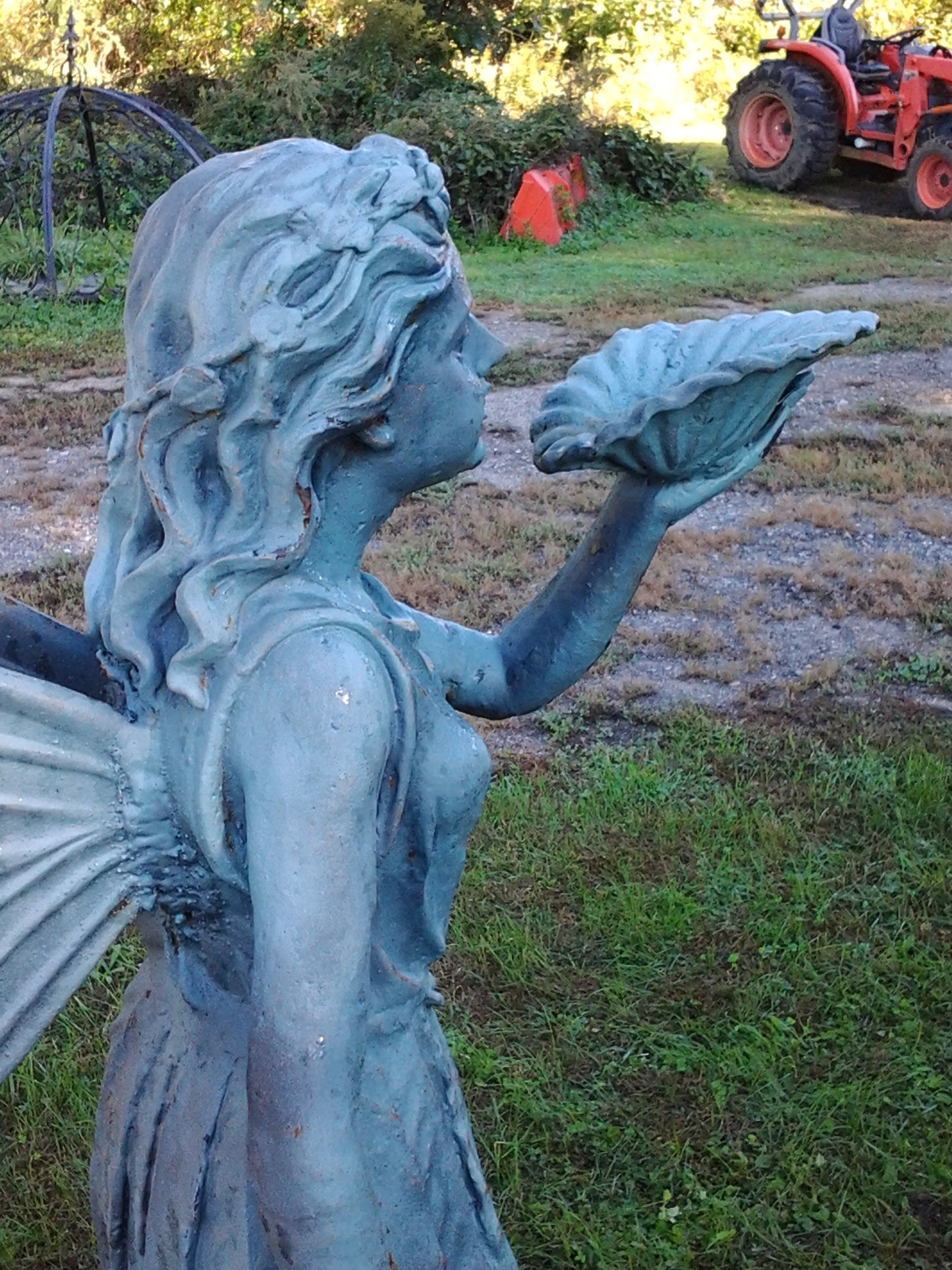 Cast Iron Statue - Pair of Green Pixie Fairy