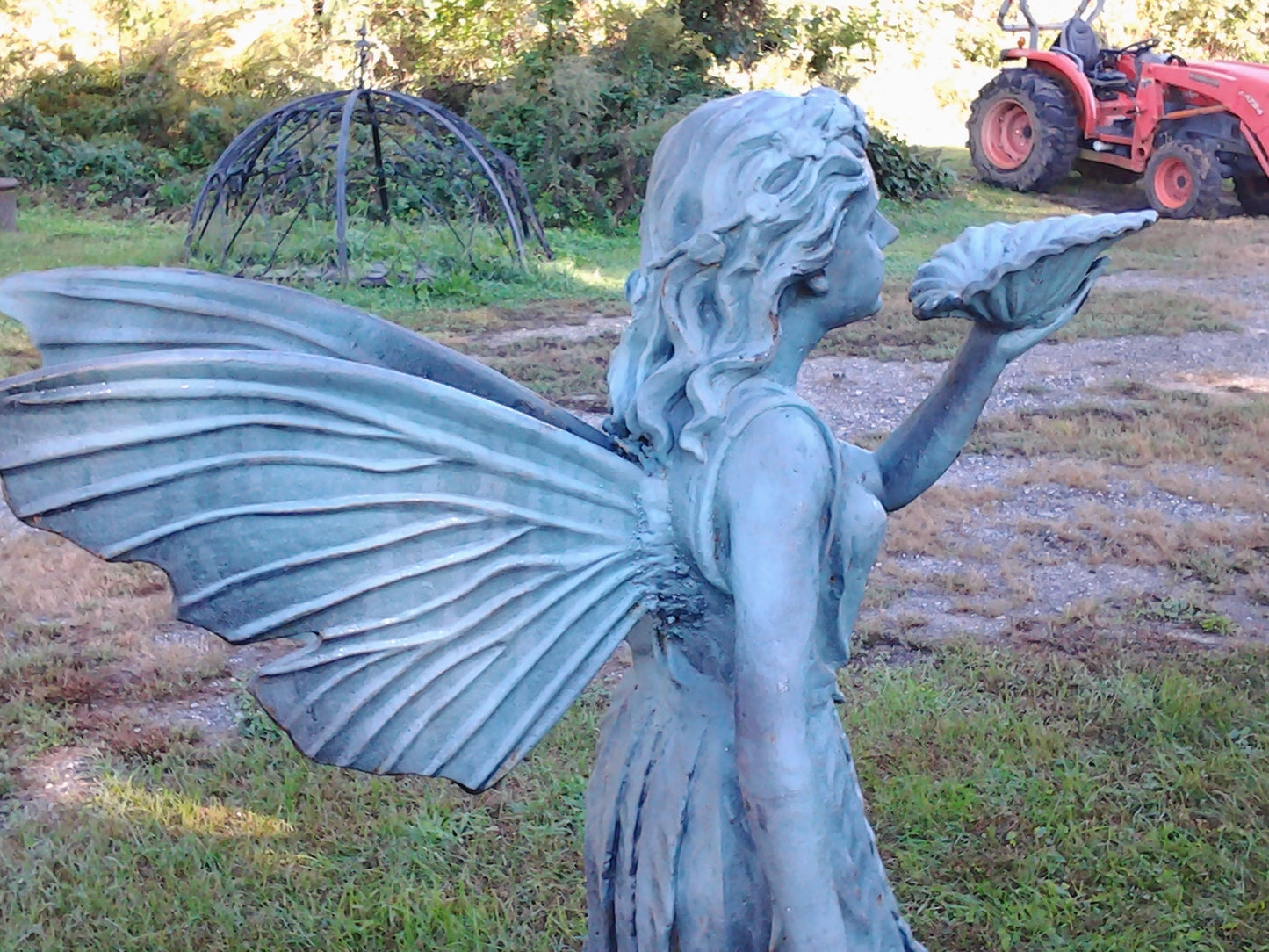 Cast Iron Statue - Pair of Green Pixie Fairy