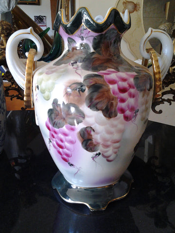 Porcelain - Flower Vase w/ Hand Painted Grape Fruit