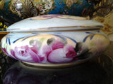 Porcelain - Jewelry Box w/ Hand Painted Pink Rose