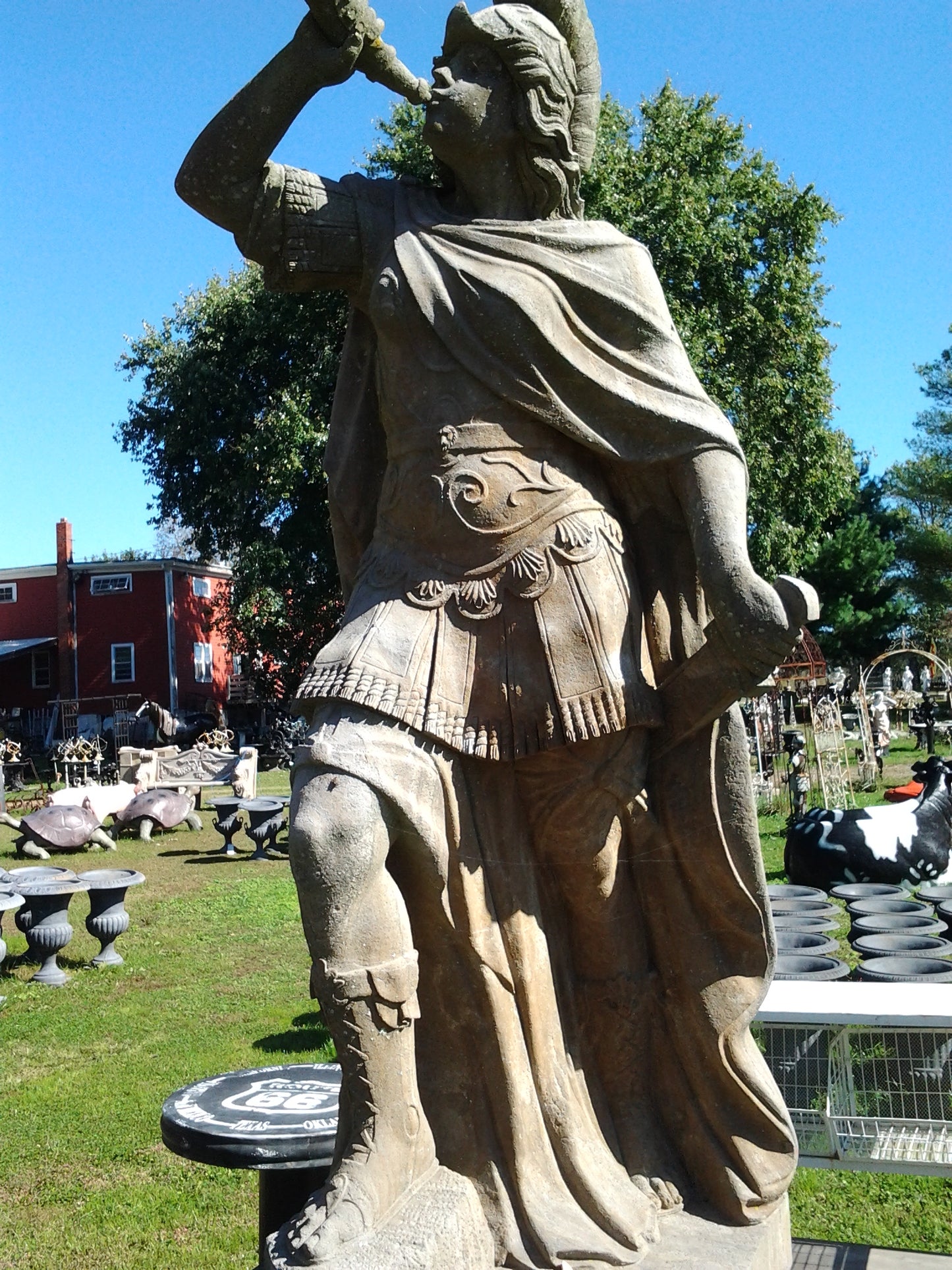 Stone Statue - Pair Life Size Roman Soldier