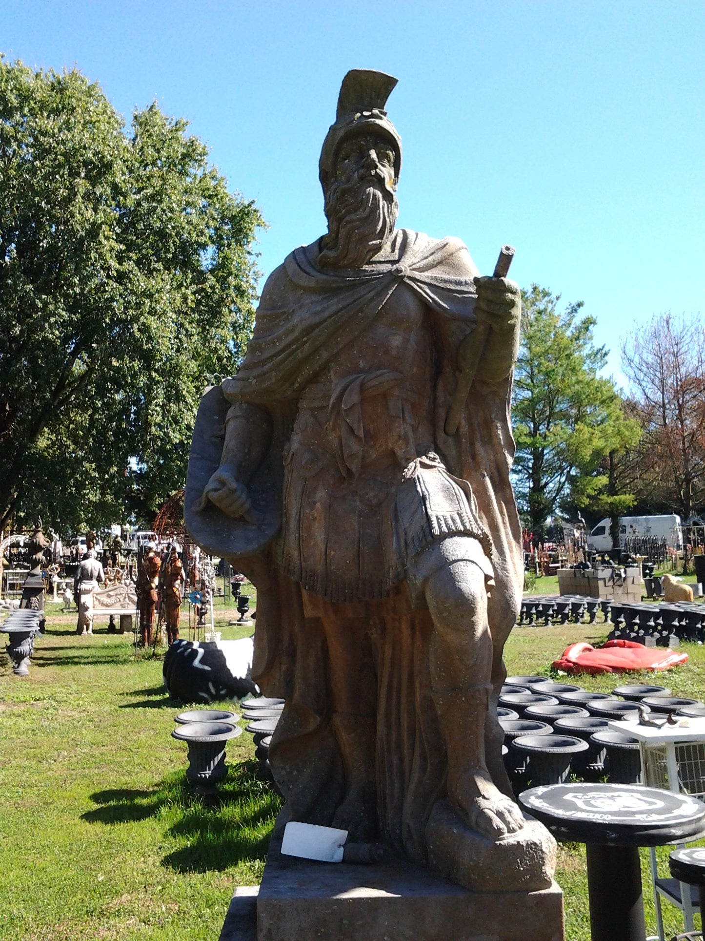 Stone Statue - Pair Life Size Roman Soldier