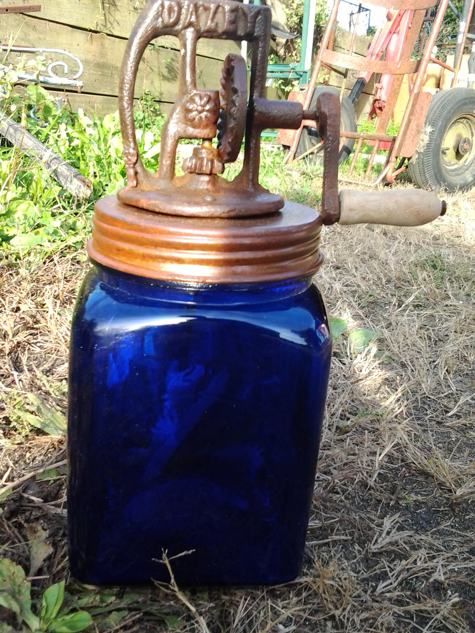 Butter Churn - Dazey Cobalt Blue Butter Churn 5 Piece Set-Jantiques LLC.