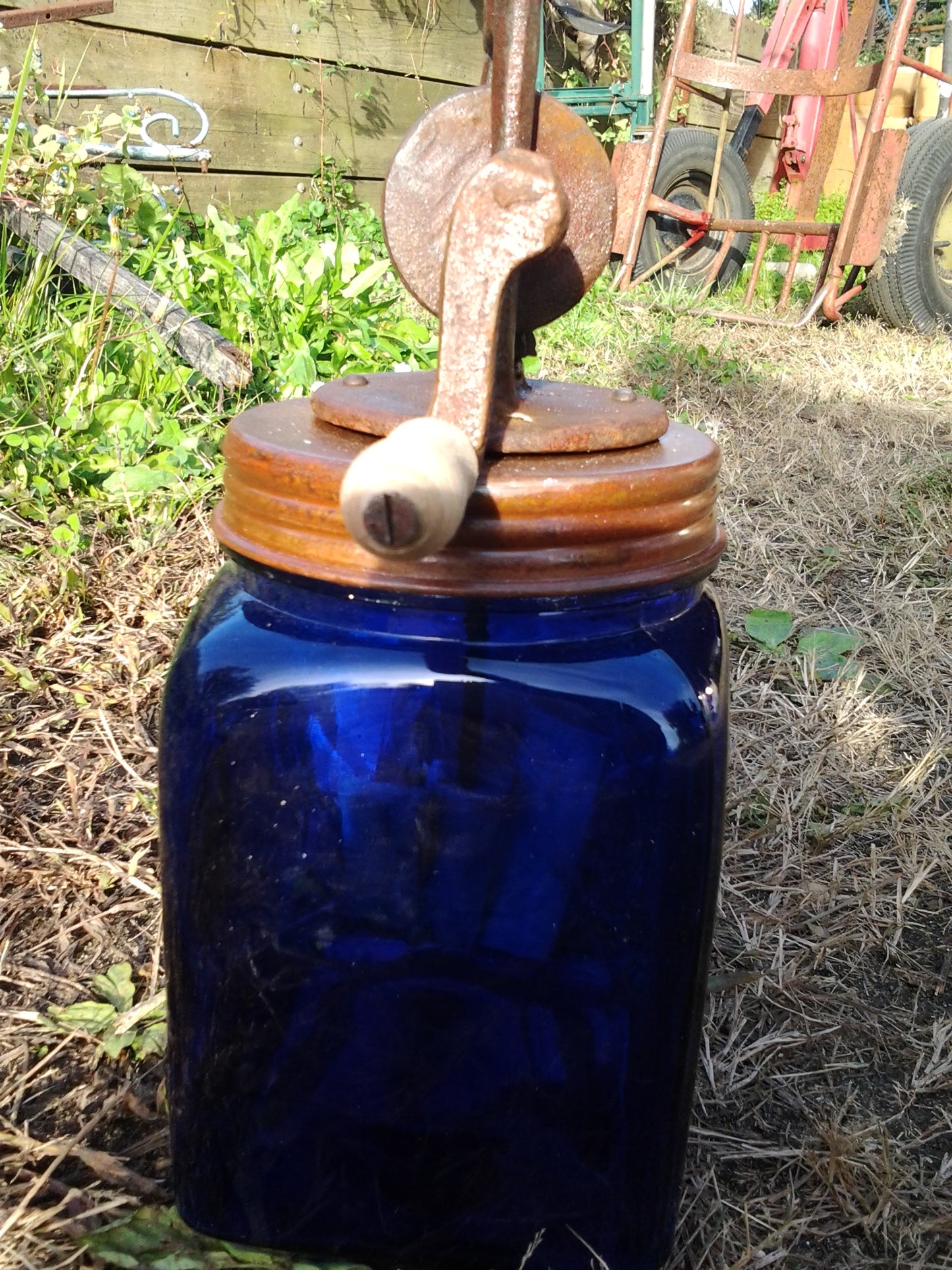 Butter Churn - Dazey Cobalt Blue Butter Churn 5 Piece Set-Jantiques LLC.