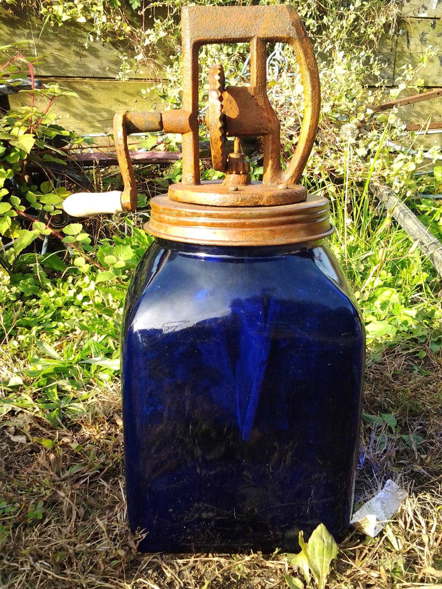 Butter Churn - Dazey Cobalt Blue Butter Churn 5 Piece Set-Jantiques LLC.